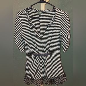 Top from Anthropologie. Size Small. Black and white with ribbon trim